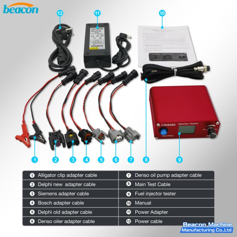 {BEACON MACHINE CRI808S Generador de pulsos para inyectores diésel de mano | Probador de inyectores Common Rail profesional}