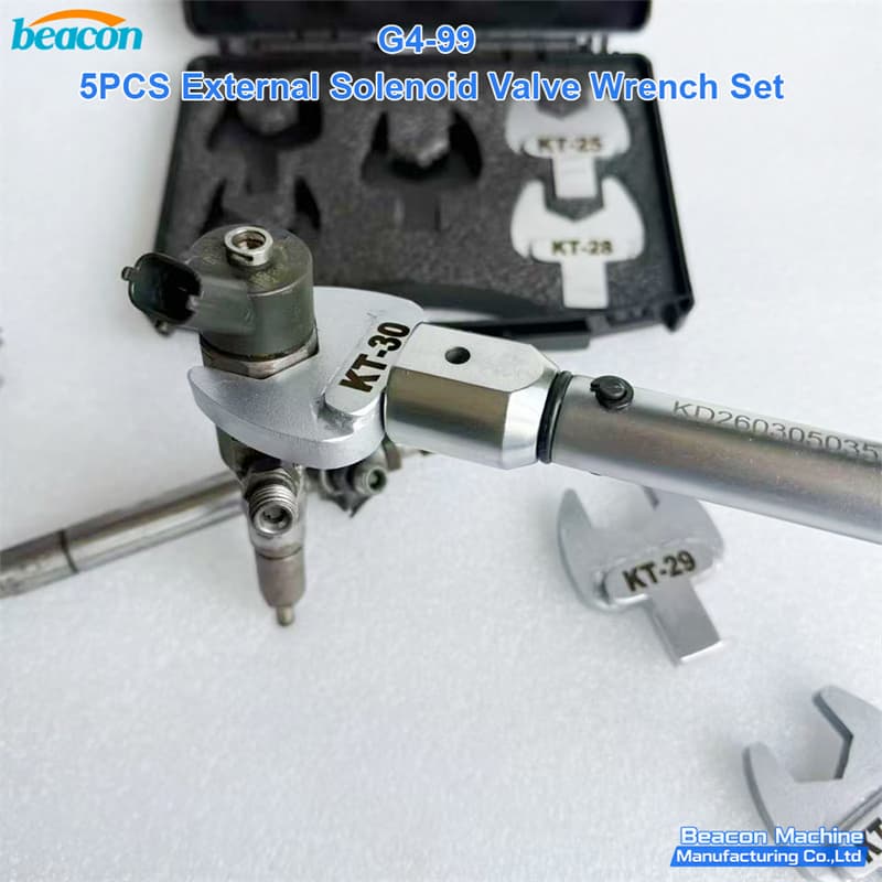 {BEACON MACHINE G4-99 Juego de 5 llaves para solenoide externo de common rail | Herramienta de Reparación de Inyectores}