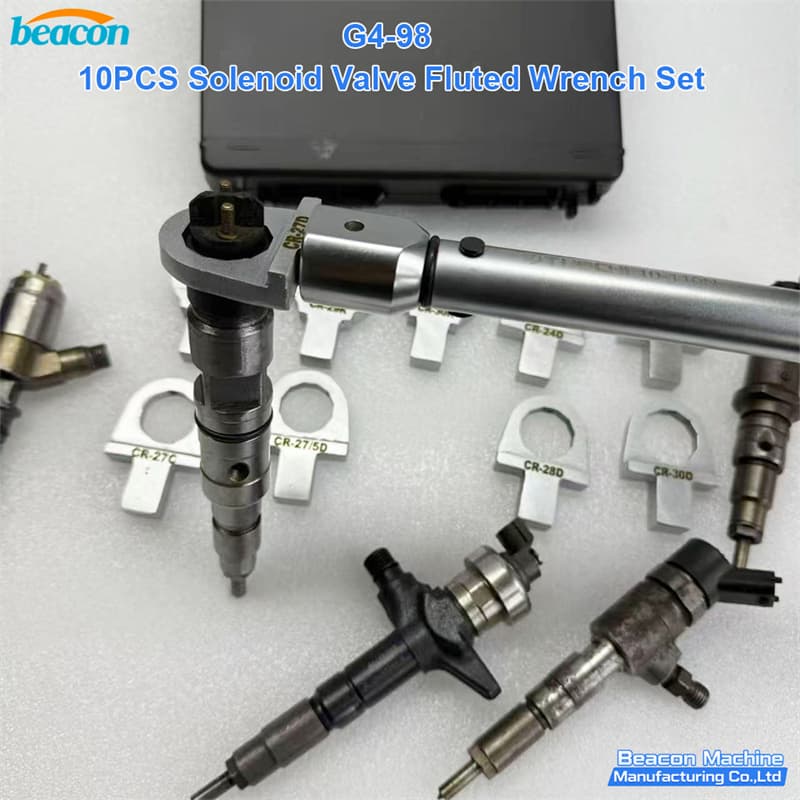 {BEACON MACHINE G4-98 Juego de 10 llaves estriadas para solenoide de inyectores diésel | Herramienta Inyector Common Rail profesional}