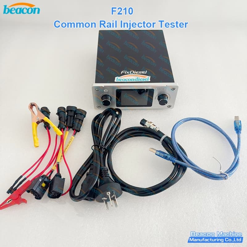 {F210 comprobador de inyectores common rail piezo y solenoide | BEACON MACHINE probador diésel USB Bosch Delphi Denso 0445110 Transit Hilux}