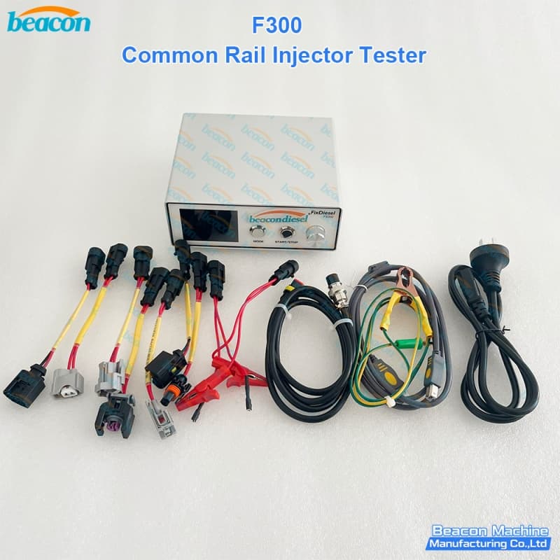 {F300 comprobador de inyectores common rail piezo y solenoide | BEACON MACHINE probador diésel multimarca Bosch Denso Delphi Hilux Transit 0445120}