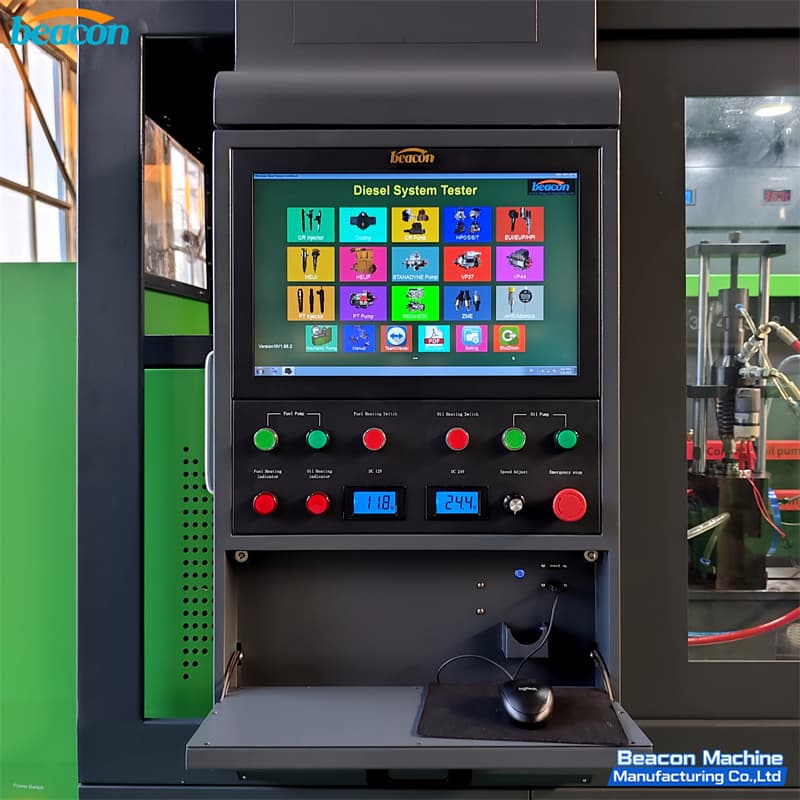 Panel de control electrónico con interruptores de calefacción y potencia.