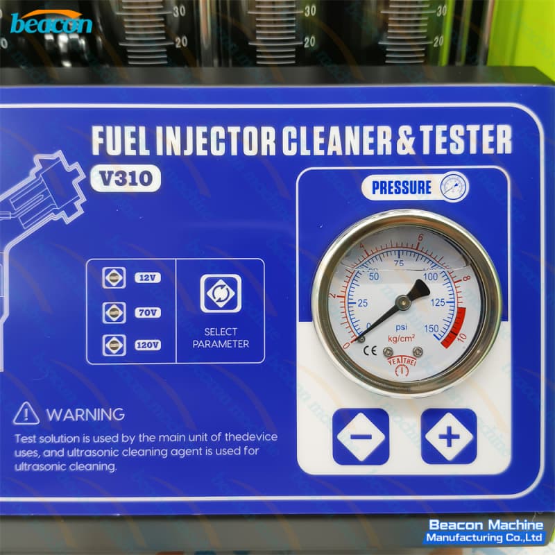vehicle fuel injector carbon removal machine pressure meter