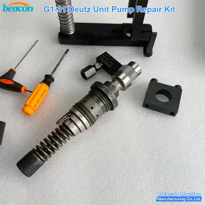 Inspección de componentes internos de bomba unitaria con herramientas BEACON MACHINE.