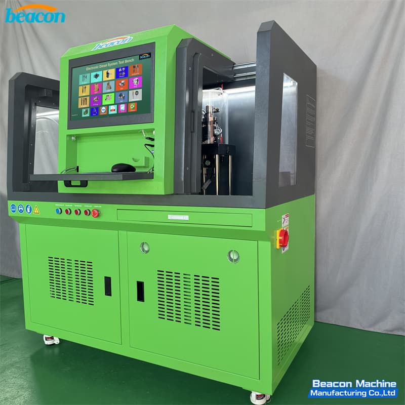 Vista frontal del BEACON MACHINE CR318-PRO banco de pruebas profesional para sistemas diesel HEUI y common rail