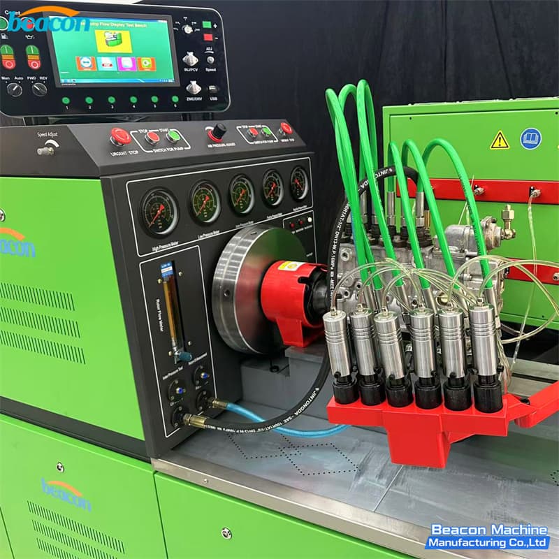 Bomba mecánica en línea montada en el soporte de fijación de la máquina de calibración ES816.